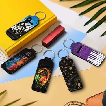 Imagem de Porta-lápis labial pequeno para bolsa, tema musical, resistente ao desbotamento, capa personalizada para brilho labial