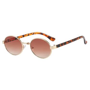 Imagem de Óculos de Sol Unissex Ovais Pequenos com Lentes Gradientes, Estilo Punk, Proteção UV400, Ideais para Esportes ao Ar Livre, Corrida e Ciclismo, Estampa de Leopardo