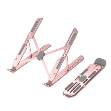 Imagem de Suporte para Notebook Ajustável em 6 Níveis Portátil de Liga Alumínio Plegável com Design Ergonômico Resfriamento Recortes e Estrutura Triangular Casa Escritório Viagens