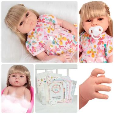 Imagem de Bebê Reborn Realista Menina Loira Recém Nascida + Acessórios - Cegonha