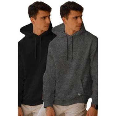 Imagem de Kit Blusa de Frio Masculina Básica Moletom Fechado Canguru-Masculino
