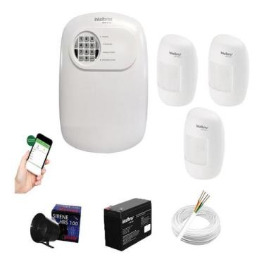 Imagem de Kit Alarme Intelbras Central com 3 Infra Com Fio, Sirene e Bateria