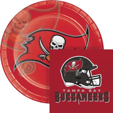 Imagem de Trendware Tampa Bay Buccaneers Kit de prato de papel e guardanapo para festa, 72 unidades