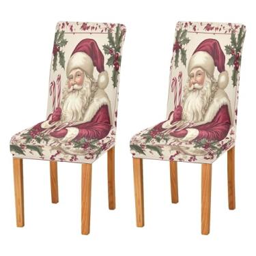Imagem de SEHANY Conjunto de 2 capas de cadeira de gnomo de Papai Noel para sala de jantar, elástico, removível e lavável, para cozinha, hotel, festa, decoração de Natal