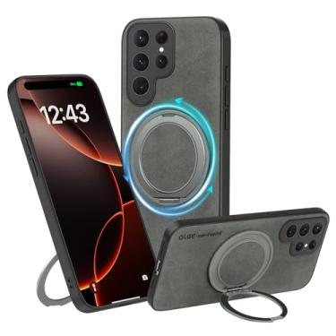 Imagem de MCFANCE Capa magnética com suporte para Samsung Galaxy S25 Ultra, compatível com MagSafe, capa protetora antiderrapante para Galaxy S25 Ultra (cinza, S25 Ultra-6,9 polegadas)