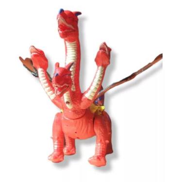 Imagem de Dragão Brinquedo 4 Cabeças Dinossauro Grande Luz Som Ovos - Fun Game
