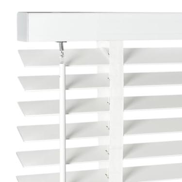 Imagem de Persiana de madeira sem fio de 5 cm para janela interna, venezianas horizontais com filtragem de luz, fácil de instalar para janelas interiores de casa, branca 81 cm L x 162 cm A