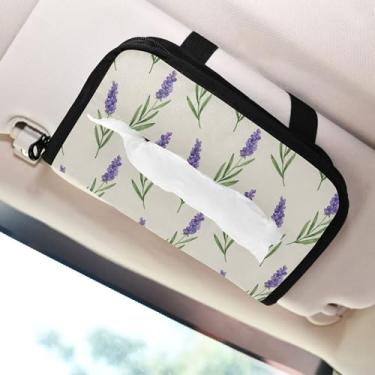 Imagem de SEHANY Porta-lenços de papel de carro lavanda roxa, caixa de lenços para carro, viseira solar, porta-guardanapos retangular, dispensador de máscara de carro, caixa de lenços de papel para automóvel