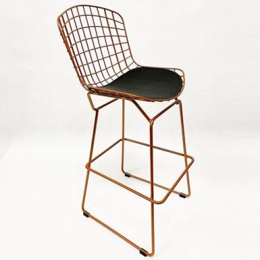 Imagem de Banqueta BERTÓIA maciça cobre assento preto altura 60cm - Poltronas do