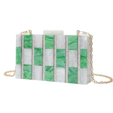 Imagem de ZUC Bolsas femininas fashion tendência corrente acrílica bolsa mensageiro bolsa de ombro bolsa para celular, Verde, One Size