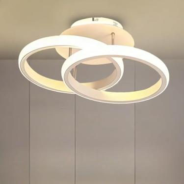 Imagem de Luminária de Teto Plafon LED Moderna 3 Cores (110V/220V) – Lustre Minimalista para Sala, Quarto, Cozinha e Corredor(Estilo D/Branco(110V-220V))