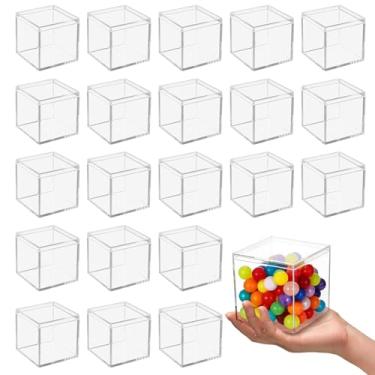 Imagem de Homaisson 30 caixas de acrílico transparente, pequenos recipientes transparentes com tampas, cubos quadrados de plástico de 8 x 9 x 3,7 cm, caixas quadradas de exibição para brincos de doces, joias