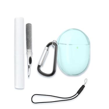 Imagem de Capa para Google Pixel Buds Pro 2 – Fones de ouvido sem fio com cancelamento ativo de ruído, capa protetora de TPU transparente macio com chaveiro e kit de limpeza para mulheres e homens, pele à prova