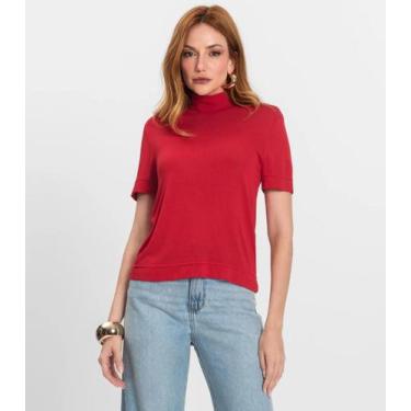 Imagem de Blusa Feminina Gola Alta ViscoTrico Básica Endless Vermelho, GG, Verme