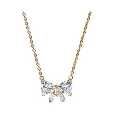 Imagem de Colar Com Anel Em Forma De Coração Com Laço Em Prata 925 Para Mulheres