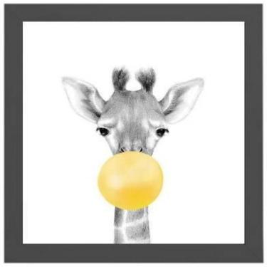 Imagem de Quadro Girafinha Chiclete Amarelo 20X20Cm