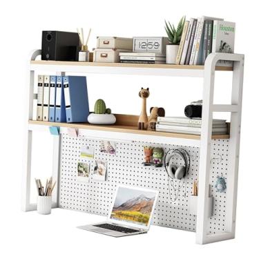 Imagem de Estante de mesa de escritório – Estante de mesa de 2 camadas para mesa de computador, prateleira de exibição de mesa multifuncional, prateleira organizadora ajustável, para escritório, casa, decoração