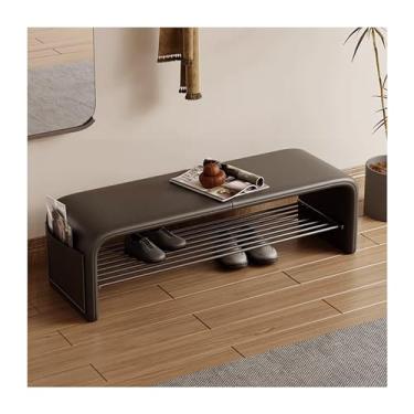 Imagem de Sapateira para entrada da porta da frente, banco de armazenamento para entrada, com almofada, banco de corredor, organizador de sapatos estável para sala de estar, assento de banco comporta até 130 kg