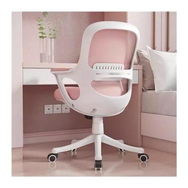 Imagem de Cadeira de trabalho ergonômica de malha de escritório, cadeira de mesa de encosto alto com assento deslizante, cadeira giratória para jogos de computador para homens e mulheres (rosa)