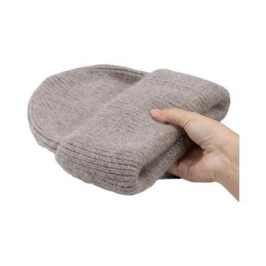 Imagem de Gorro Feminino De Inverno Em Tricô Com Pelo De Coelho, Grosso, Quente 