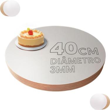 Imagem de Cake Board Mdf Redondo 40cm Branco Para Confeitaria Com 10 - Tabuleiro