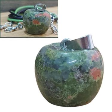 Imagem de Pingente pedra natural maçã do amor ametista unakita quartzo jaspe aco