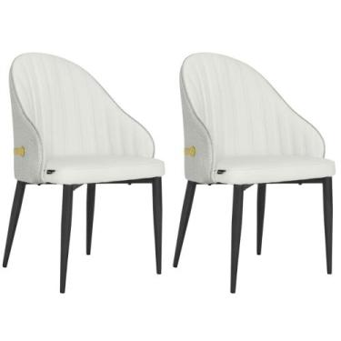 Imagem de Kit 2 Cadeiras de Jantar Estofada Design La Martina - Branca - Magazin