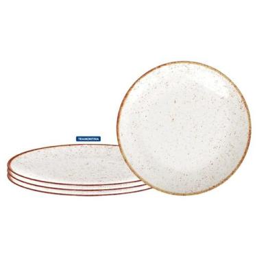 Imagem de Jogo 4 Pratos Raso Tramontina Porcelana 28 cm Rustico Marrom