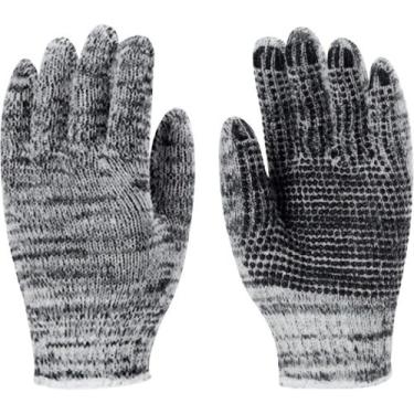 Imagem de Luva de Malha Têxtil Leve, 4 Fios, Tricotada Mesclada Cinza e Branca, 