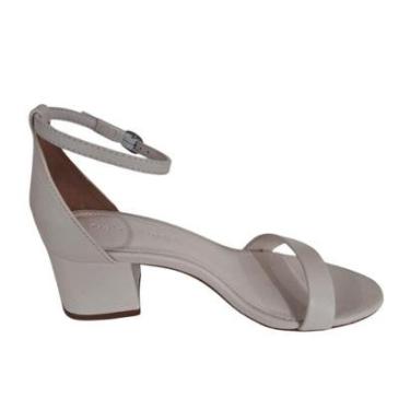 Imagem de Sandália Salto Bloco Couro Cravo E Canela - Branco Off-Feminino