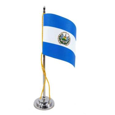 Imagem de Mini Bandeira de Mesa de El Salvador 15 cm Poliéster - SP Bandeiras 