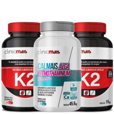 Imagem de Kit Cálcio, Magnésio, Vitamina D3 e Vitamina K2 ClinicMais, Vitamina, 