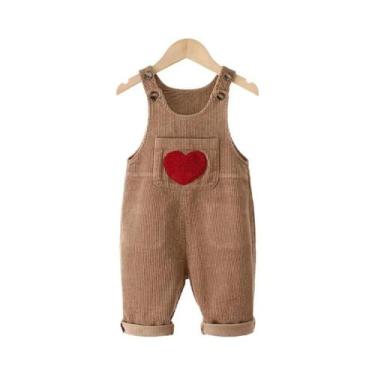 Imagem de Macacão De Corduroy Para Bebês Meninos E Meninas Com Padrão De Coração