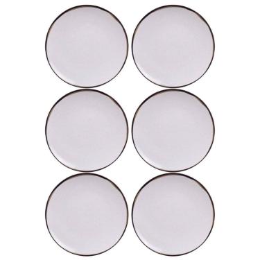 Imagem de Jogo 6 Pratos Sobremesa Tramontina Canyon 19cm em Porcelana Decorada Cozinha Servir Tortas Doces