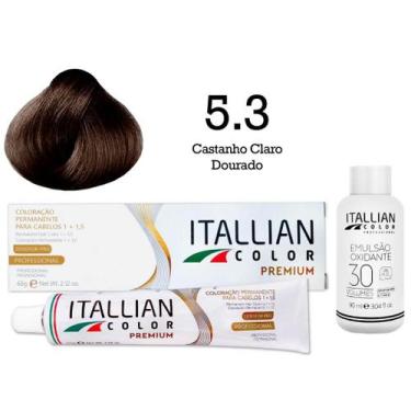 Imagem de Kit Coloração Itallian Color 5.3 Castanho Claro Dourado + Oxi 30