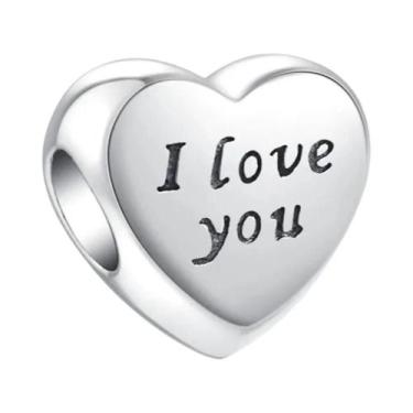 Imagem de Pingente De Prata 925 Com Coração E Flor Para Casais, Para Pulseira De