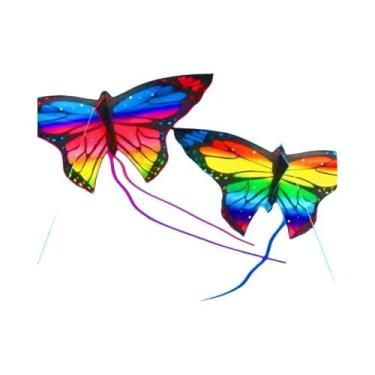 Imagem de Pipa Borboleta Colorida 1,45m Com Linha Para Crianças - Brinquedo De E