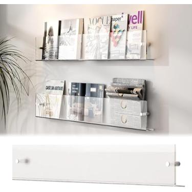 Imagem de Suporte De Chão Porta-revistas Montado Na Parede Suporte De Porta-revistas Brochura De Acrílico Transparente Suporte De Exibição De Literatura Para Sala De Estar, One Color, 100cm/39.4"