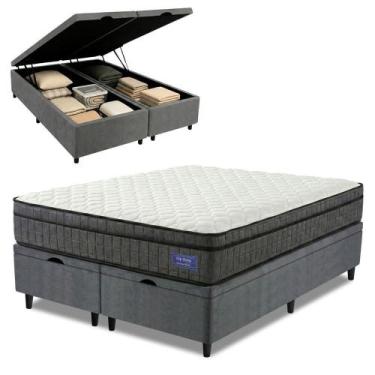 Imagem de Cama Box Baú Colchão Queen Ortopédico D33 Euro Pillow Ultra 158x198x66