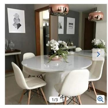 Imagem de Mesa de Jantar Cone com Tampo Redondo de Vidro 1m Laq. Branco SOMENTE 