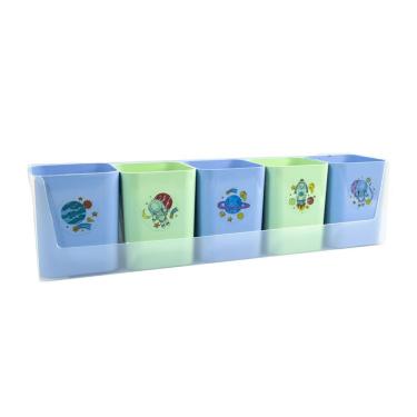 Imagem de Porta Objetos Dello Mundo da Lua com Suporte para Parede e Cartela com 12 Adesivos Temá...