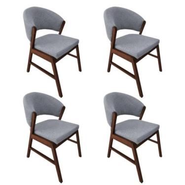 Imagem de Kit 4 Cadeiras de Jantar Madeira Maciça Débora Linho Premium Cor da Es