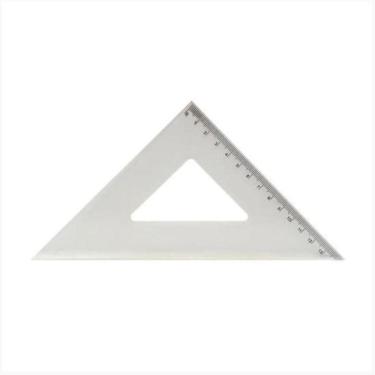 Imagem de Esquadro 45° Polibras 21cm Cristal em Acrílico para Desenho Técnico Artístico