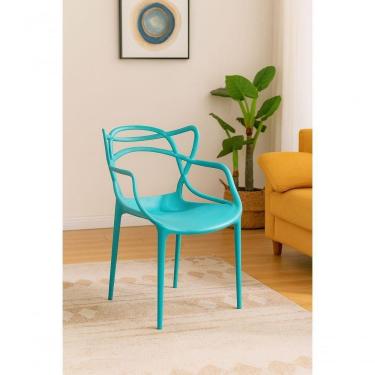 Imagem de Cadeira Allegra Estrutura em Plástico Turquesa para Sala de Jantar e Área Externa