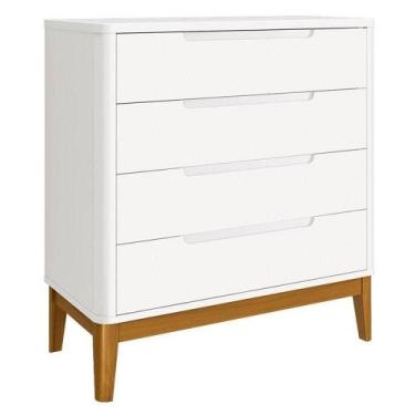 Imagem de Cômoda Gaveteiro Infantil Classic Boom Branco Com Pés Amadeirado - Rel