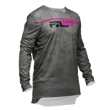 Imagem de Camisa de Motocross Infantil camiseta Pro Tork Fast, Cinza, Rosa, 12