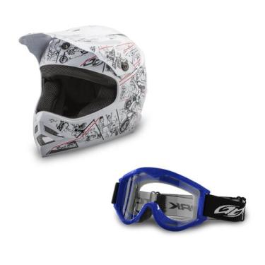 Imagem de Capacete Motocross Infantil Pro Tork Cartoon Racing + Óculos Pro Tork 