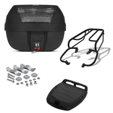 Imagem de Baú Bauleto Preto 28 Litros Com Refletor Pro Tork + Bagageiro Moto, CR