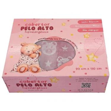 Imagem de Cobertor Infantil Premium Bebe Estrela Ursa Rosa Alto Relevo Macia Enx