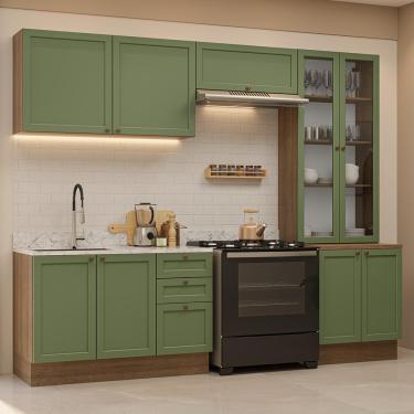 Imagem de Armário de Cozinha Completa 270 cm Rustic/Verde Vik Madesa 06